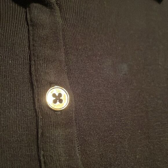 1X Jones New York Signature Woman black long sleeve with gold buttons collar top - Picture 4 of 8